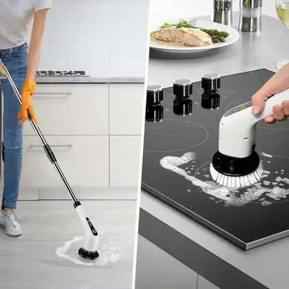 Escova de limpeza 9 em 1 multiuso para auxiliar na limpeza de diferentes superfícies e cantos da casa.