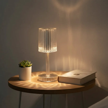 Luminária de mesa cristal diamante LED com sensor de toque e 3 tonalidades de luz