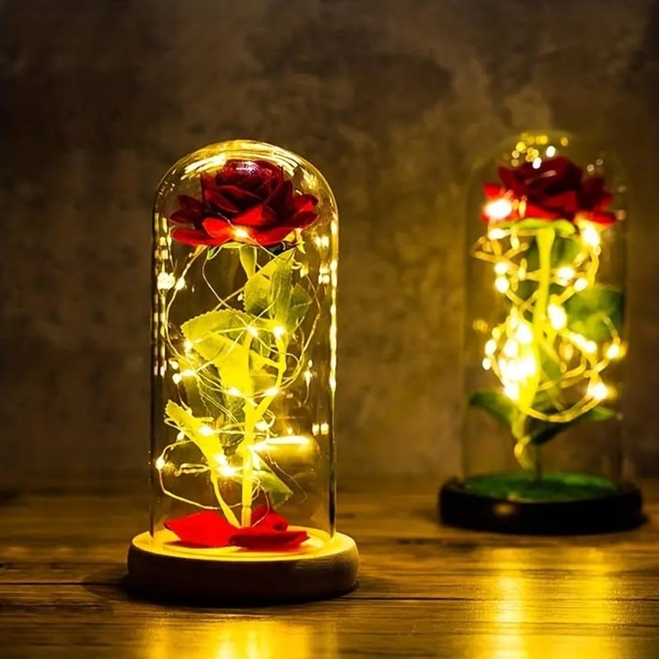 Rosa Eterna Encantada com Luz LED