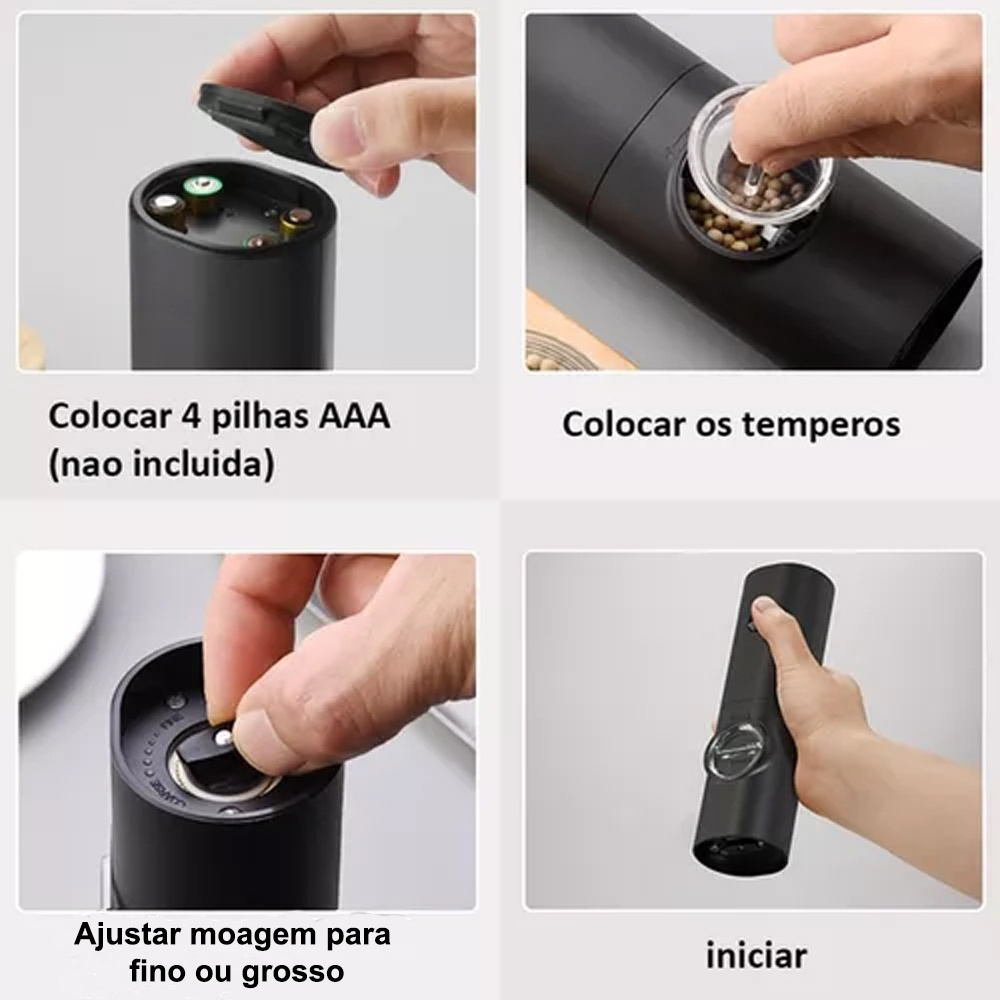 Moedor Elétrico De Sal Pimenta Temperos Condimentos Automático Com Ajuste de Moagem best