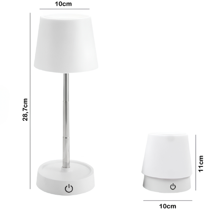 Abajur Recarregável Touch Luminária Retrátil em Aço com Luz de Led Branco Quente Ajustável-USB