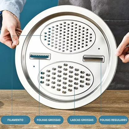 Kit 3 Em 1 Ralador Fatiador Escorredor Bacia Legumes Queijo Manual Tigela Cozinha Prática