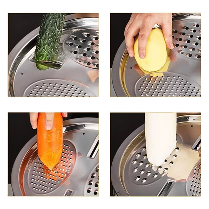 Kit 3 Em 1 Ralador Fatiador Escorredor Bacia Legumes Queijo Manual Tigela Cozinha Prática