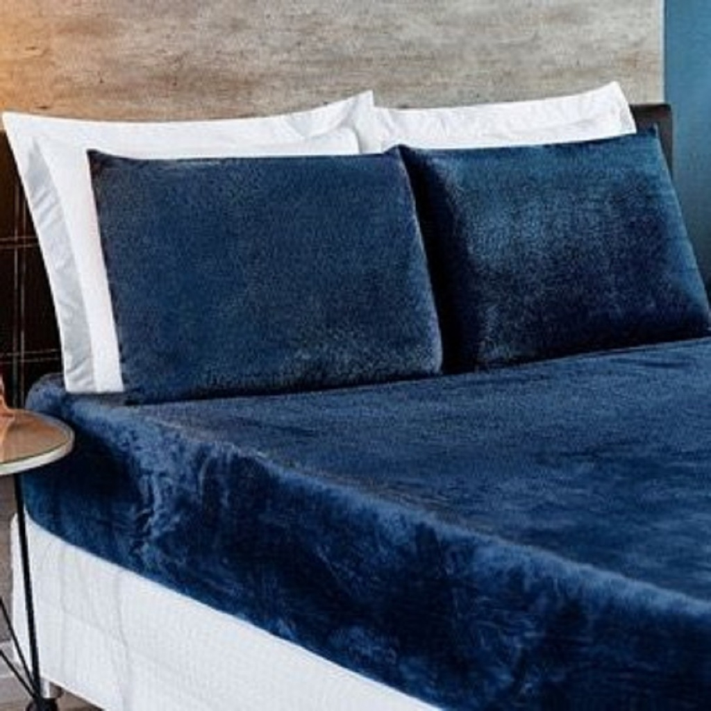 Jogo de lençol plush aveludado soft conforto em cama casal, tecido macio e quente ideal para o inverno