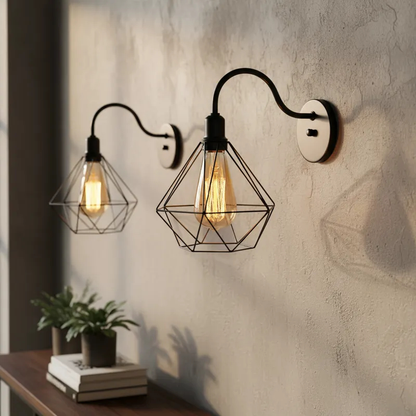 Luminária de Parede Arandela Retro Diamante Aramado Moderno Casa Varanda Area Gourmet