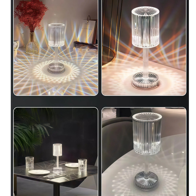Luminária De Mesa Cristal Diamante Abajur de Cabeceira 3 Mudança De Cor Criativo Luz LED Acrílica